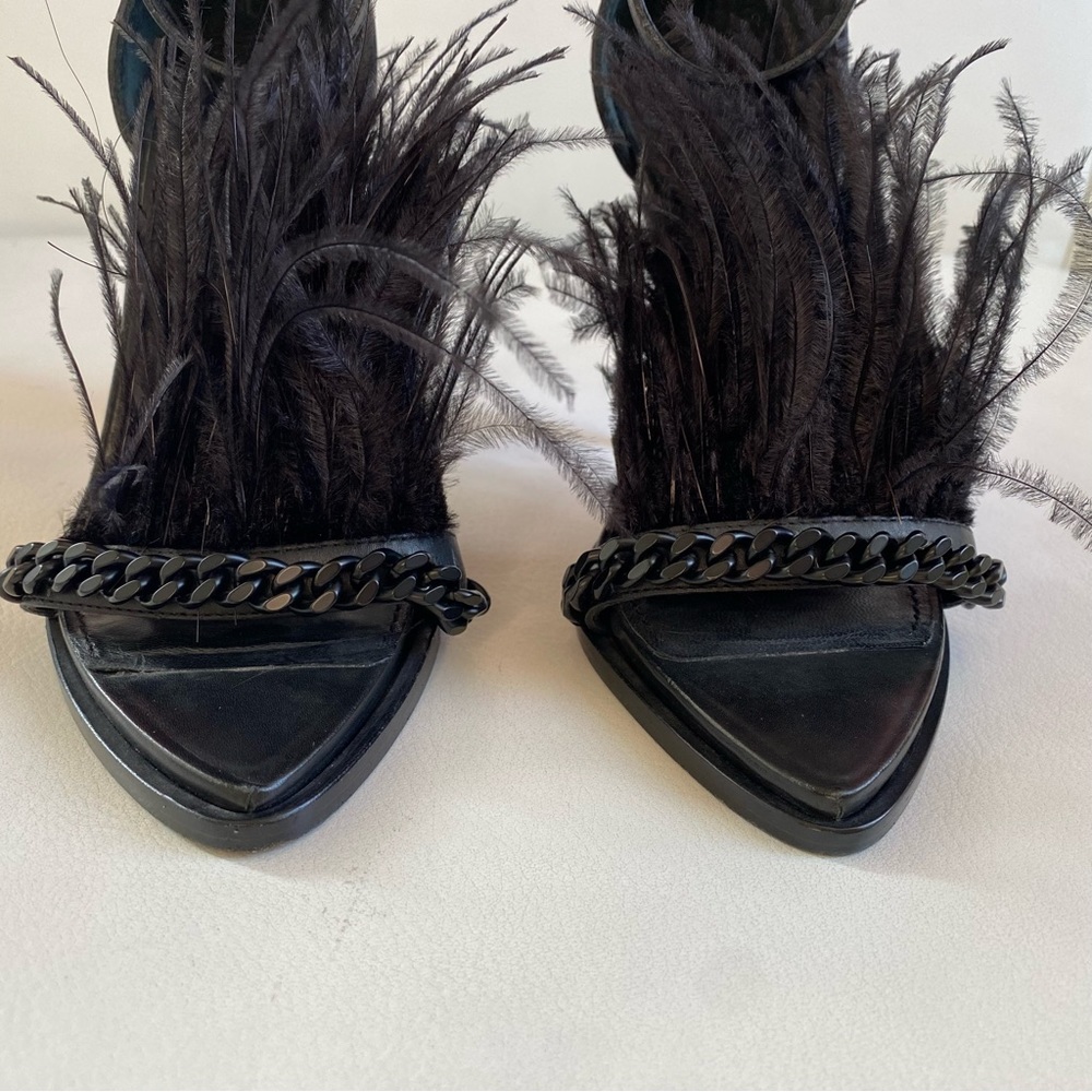 GIVENCHY Runaway Black Feathers Ankle Straps Heel sandals SZ 6/36 - Picture 6 of 13